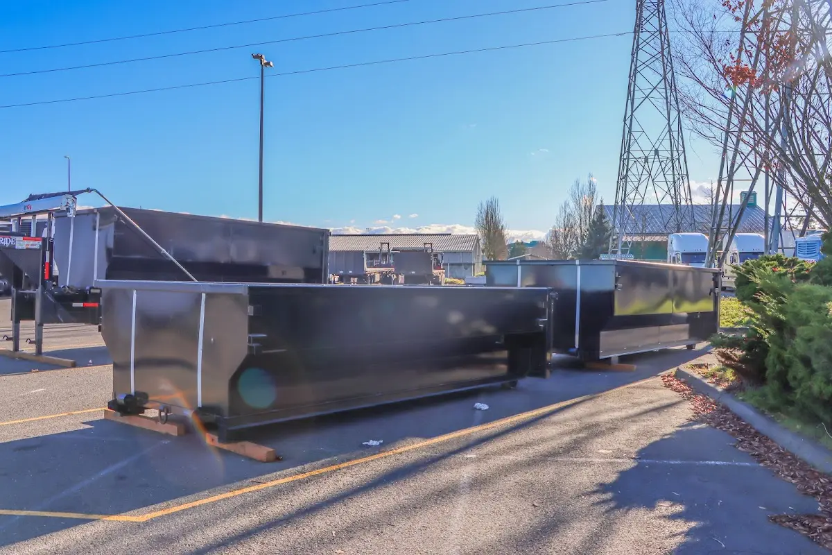 Roll-off dumpster ready for waste disposal at job site for 2 Yard Dumpster Rental in Flossmoor